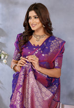 Load image into Gallery viewer, Purple Banarasi Silk Saree With Blouse