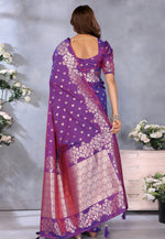 Load image into Gallery viewer, Purple Banarasi Silk Saree With Blouse