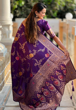 Load image into Gallery viewer, Purple Banarasi Silk Saree With Blouse