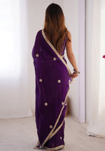 Load image into Gallery viewer, Purple Chiffon Saree With Blouse