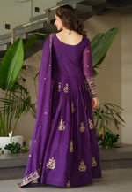 Load image into Gallery viewer, Purple Chinon Readymade Anarkali Suit