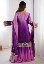 Load image into Gallery viewer, Purple Chinon Silk Readymade Gharara Suit
