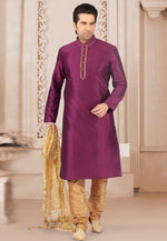Load image into Gallery viewer, Purple Dupion Silk Kurta Pajama