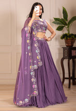 Load image into Gallery viewer, Purple Faux Georgette Circular Lehenga Choli