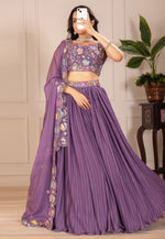 Load image into Gallery viewer, Purple Faux Georgette Circular Lehenga Choli