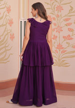 Load image into Gallery viewer, Purple Faux Georgette Gown