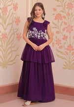 Load image into Gallery viewer, Purple Faux Georgette Gown