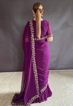 Load image into Gallery viewer, Purple Faux Georgette Lehenga Saree
