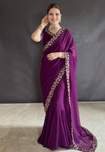 Load image into Gallery viewer, Purple Faux Georgette Lehenga Saree