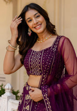 Load image into Gallery viewer, Purple Georgette A Line Lehenga Choli