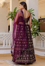 Load image into Gallery viewer, Purple Georgette A Line Lehenga Choli