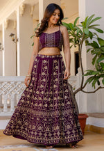 Load image into Gallery viewer, Purple Georgette A Line Lehenga Choli