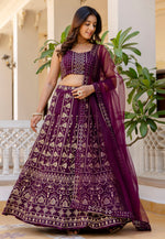 Load image into Gallery viewer, Purple Georgette A Line Lehenga Choli