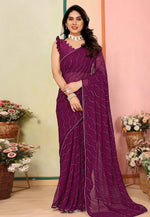 Load image into Gallery viewer, Purple Georgette Saree With Blouse