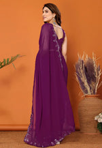 Load image into Gallery viewer, Purple Georgette Saree With Blouse