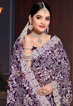 Load image into Gallery viewer, Purple Georgette Sequence Saree