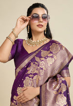 Load image into Gallery viewer, Purple Kanjivaram Silk Saree