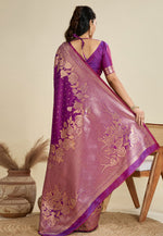 Load image into Gallery viewer, Purple Kanjivaram Silk Saree With Blouse