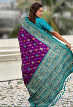 Load image into Gallery viewer, Purple Patola Silk Saree