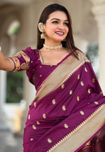 Load image into Gallery viewer, Purple Silk Paithani Saree