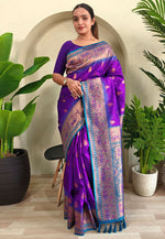 Load image into Gallery viewer, Purple Silk Paithani Saree