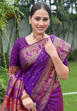 Load image into Gallery viewer, Purple Silk Paithani Saree