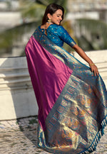 Load image into Gallery viewer, Purple Silk Paithani Saree