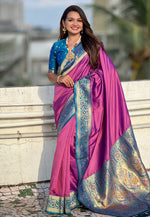 Load image into Gallery viewer, Purple Silk Paithani Saree