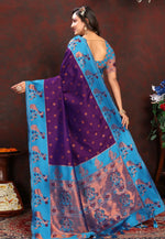 Load image into Gallery viewer, Purple Silk Paithani Saree