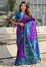 Load image into Gallery viewer, Purple Silk Patola Saree