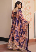 Load image into Gallery viewer, Purple Silk Readymade Long Anarkali Suit