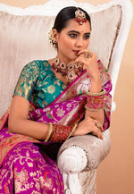 Load image into Gallery viewer, Purple Silk Saree With Blouse