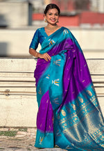 Load image into Gallery viewer, Purple Silk Saree With Blouse