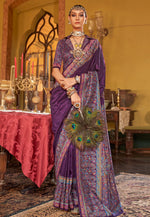 Load image into Gallery viewer, Purple Silk Saree With Blouse