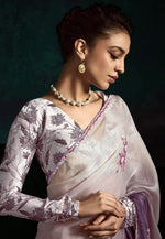 Load image into Gallery viewer, Purple Tissue Saree With Blouse