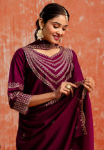 Load image into Gallery viewer, Purple Viscose Rayon Readymade Pant Style Suit