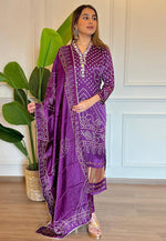 Load image into Gallery viewer, Purple Viscose Readymade Pant Style Suit