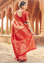 Load image into Gallery viewer, Red Banarasi Silk Saree