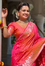 Load image into Gallery viewer, Red Banarasi Silk Saree