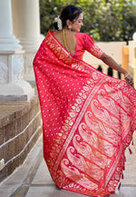 Load image into Gallery viewer, Red Banarasi Silk Saree