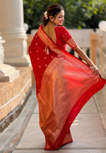 Load image into Gallery viewer, Red Banarasi Silk Saree