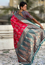 Load image into Gallery viewer, Red Banarasi Silk Saree