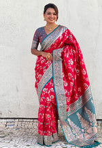 Load image into Gallery viewer, Red Banarasi Silk Saree