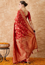 Load image into Gallery viewer, Red Banarasi Silk Saree With Blouse
