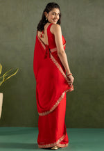 Load image into Gallery viewer, Red Chiffon Lehenga Saree