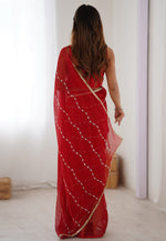 Load image into Gallery viewer, Red Chiffon Saree With Blouse