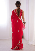 Load image into Gallery viewer, Red Chiffon Saree With Blouse