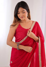 Load image into Gallery viewer, Red Chiffon Saree With Blouse