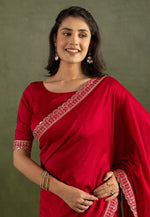 Load image into Gallery viewer, Red Chiffon Saree With Blouse