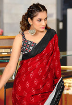 Load image into Gallery viewer, Red Cotton Saree With Blouse
